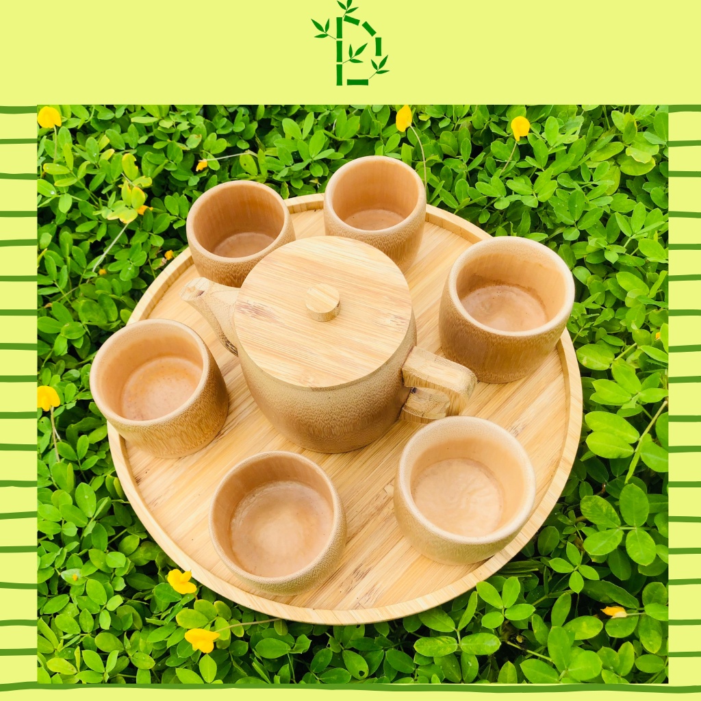 Bộ tách trà, bộ ấm trà gỗ tre cao cấp Dalat Bamboo