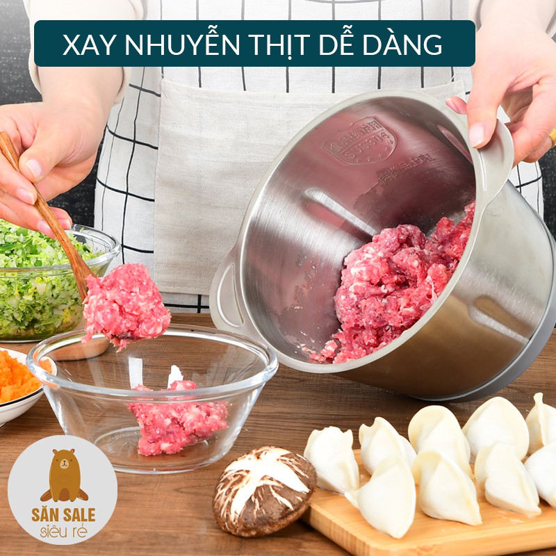 [HÀNG LOẠI 1] Máy xay thịt, xay rau - củ - quả đa năng cối inox 304 4 Lưỡi Đa Năng, Công suất 250W - BẢO HÀNH 3 THÁNG