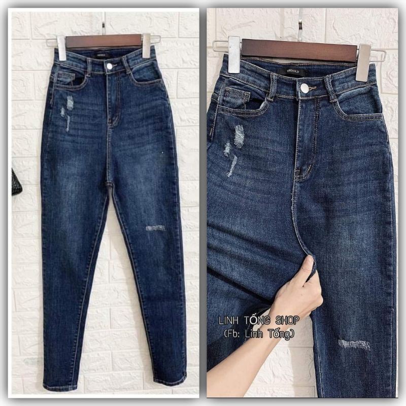 QUẦN JEAN LƯNG CAO RACH NHẸ CHO NGƯỜI MẬP SIZE 60-90KG