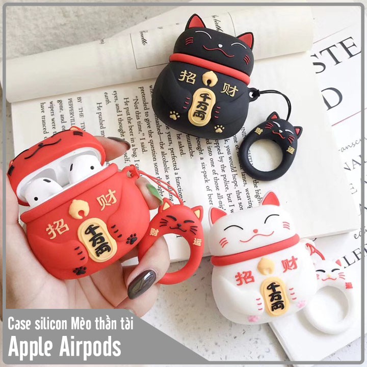 Vỏ silicon cho tai nghe Airpods mẫu Mèo Thần Tài