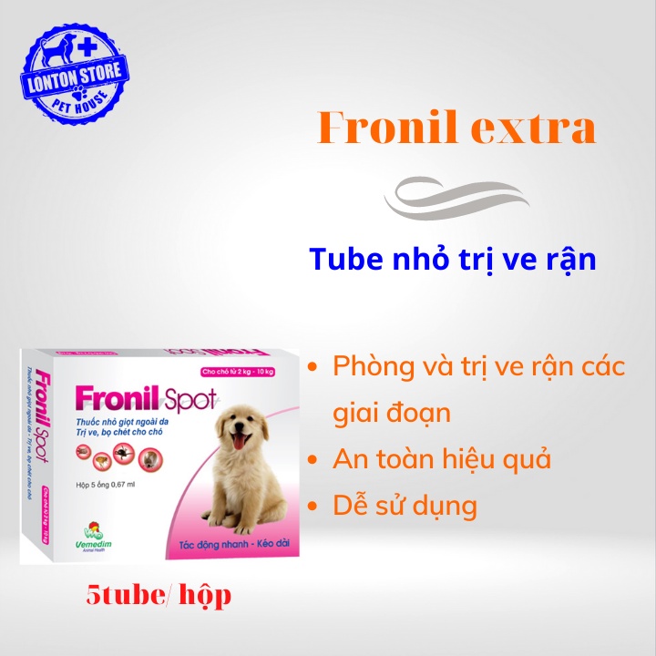 [Tube lẻ] VEMEDIM Fronil Spot (1tube) nhỏ giọt lên da diệt ve, bọ chét chó mèo. Vemedim &amp; Lonton store - Lonton Store