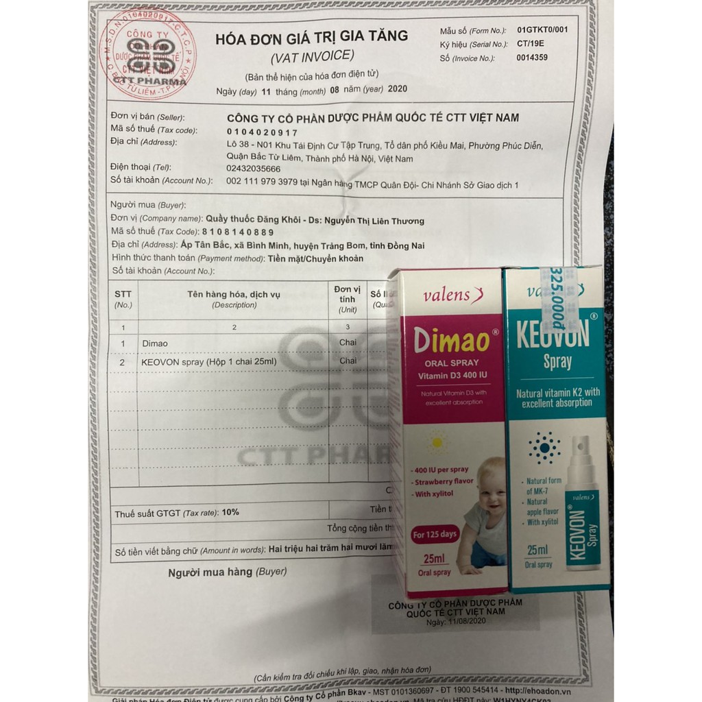 [Kèm Quà Tặng] Combo Tăng Chiều Cao Cho Trẻ Dimao Vitamin D3 + Keovon Vitamin K2