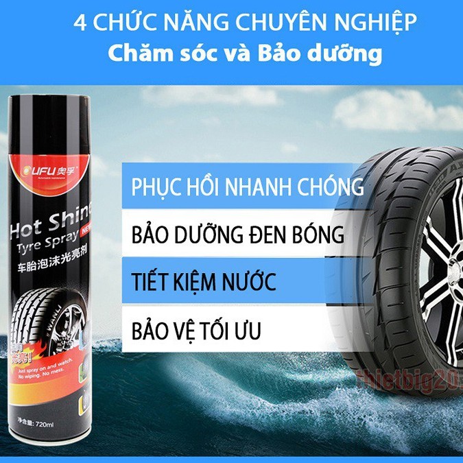 SỈ - LẺ Xịt bóng lốp ô tô HOT SHINE chai to hàng UFU LOẠI 1