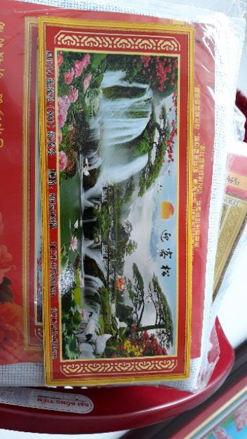 Tranh Đính Đá-Tranh Thêu phong cảnh khổ lớn tài lộc đổ về 240x1m 2mx90 194x84cm