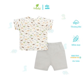 Bộ cộc tay bổ nẹp Lullaby cho bé trai NHT08B Trắng