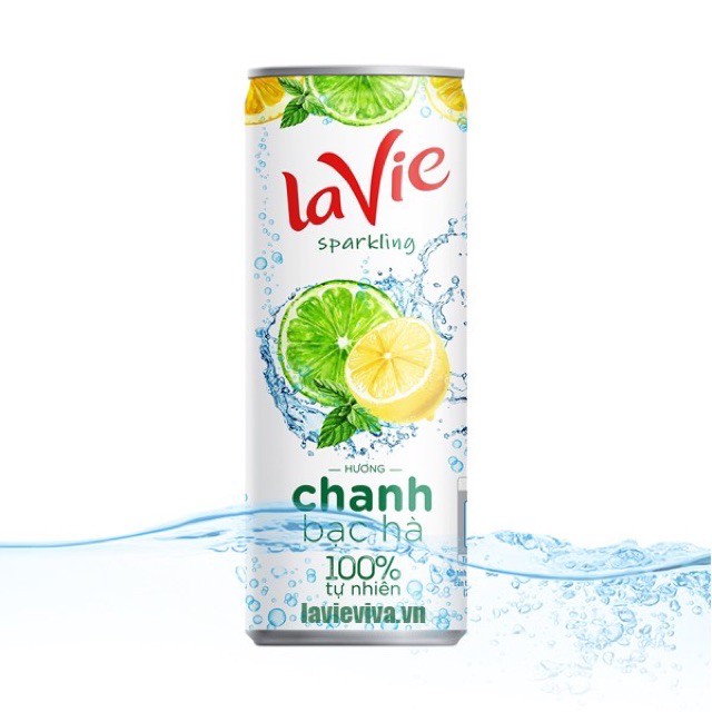 [ Free Ship ] Thùng 24 Lon Nước giải khát có gas LaVie Sparkling hương bạc hà / Bưởi Mơ 330ml