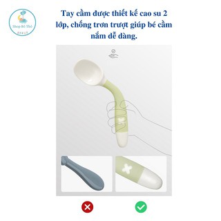 Bộ Thìa Dĩa Ăn Dặm Uốn Dẻo 360 Độ Chính Hãng, Thìa Uốn Cong Tập Xúc An Toàn Cho Bé.