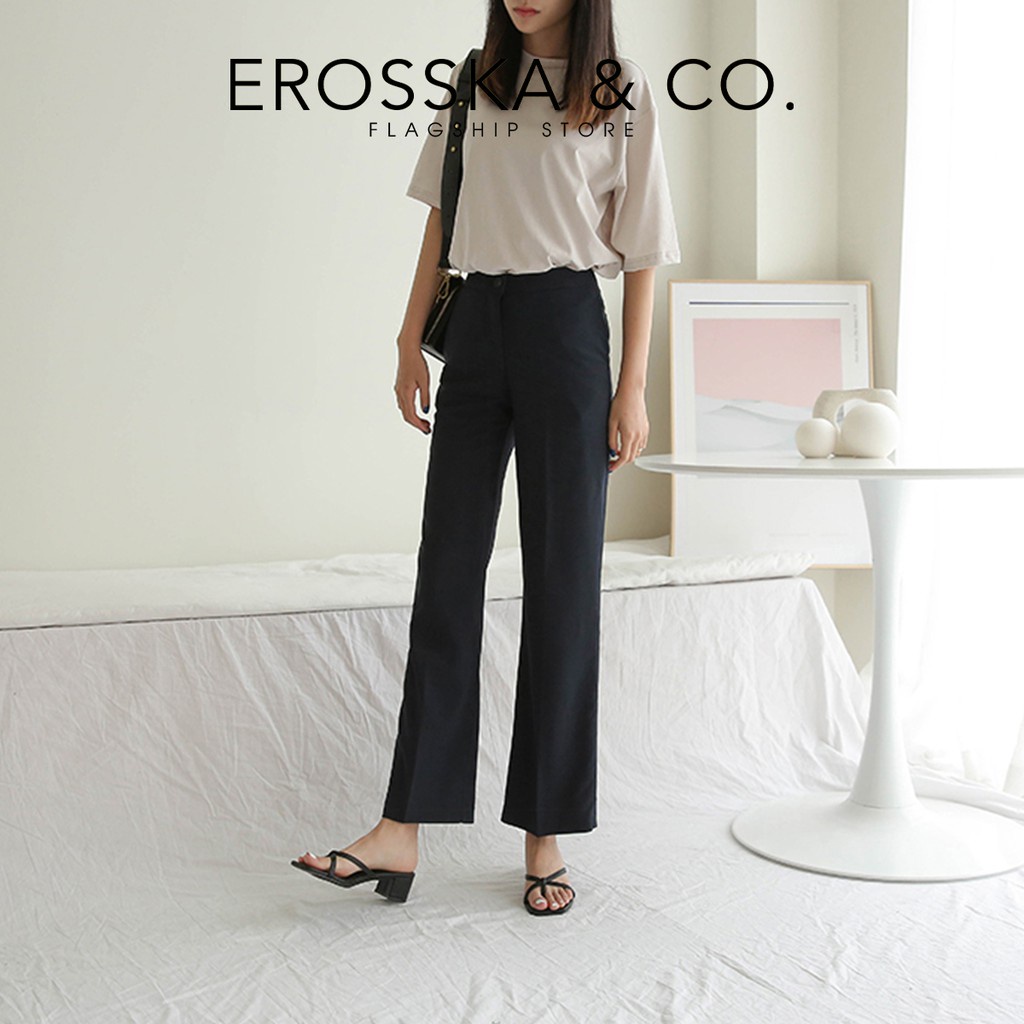 Erosska - Dép cao gót Erosska 2022 xỏ ngón phối dây Hàn Quốc cao 5cm màu đen _ EM075
