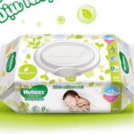 Khăn ướt Huggies gói 64 tờ mới cho trẻ sơ sinh