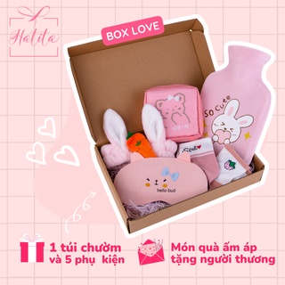 Set quà túi chườm nóng đau bụng kinh hatita 1000ml phiên bản giftbox chăm - ảnh sản phẩm 2