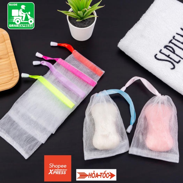 Túi lưới đựng xà phòng tạo bọt có dây rút tiện lợi size  Store4girls