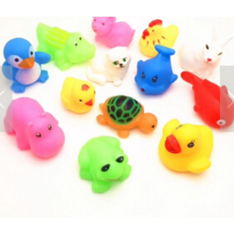 Set 5 / 9 Đồ Chơi Mềm Hình Động Vật Nhiều Màu Cho Bé Khi Tắm