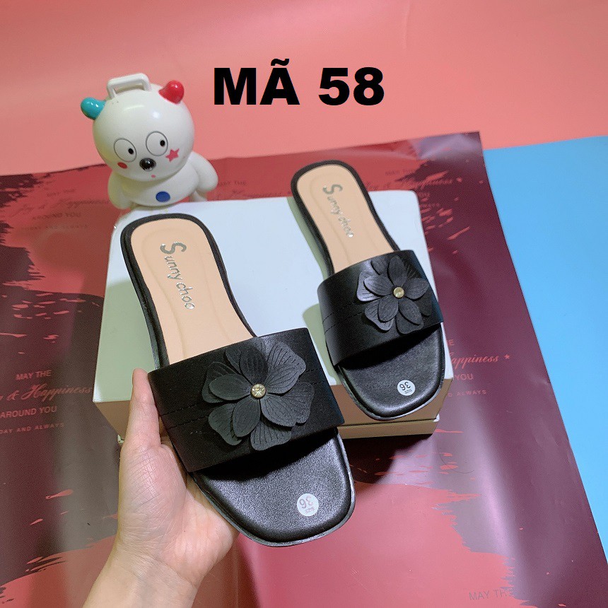 DÉP THỜI TRANG ĐIỂM BÔNG HOA CÓ 2 MÀU -58-49