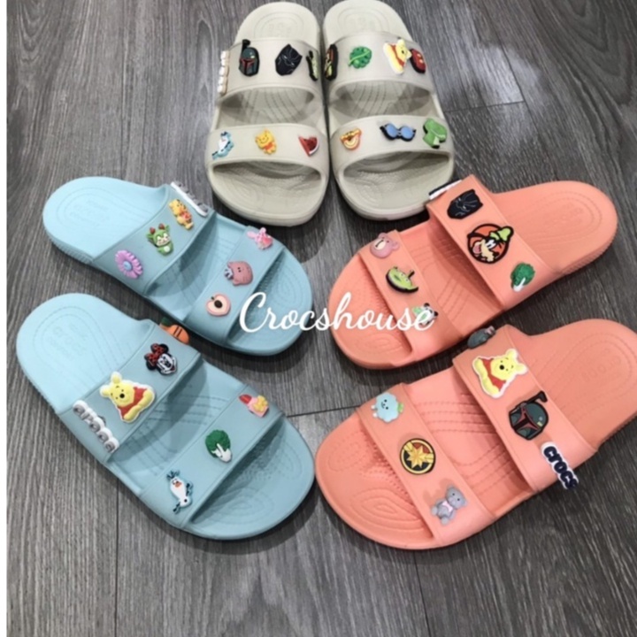 Dép crocs hai quai ngang cao cấp classic tặng 2 jibbitz, dép quai ngang crocs nam nữ - Crocs house