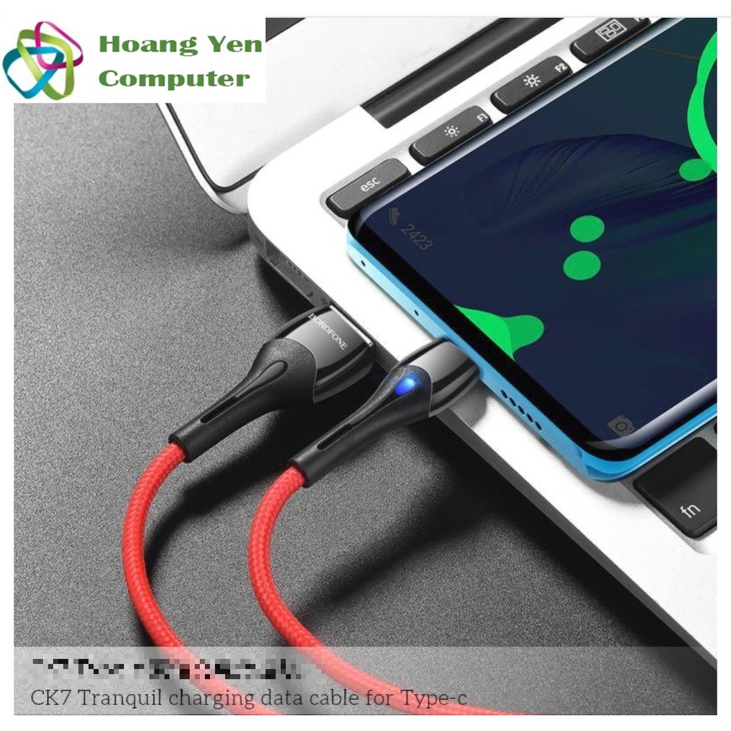 Cáp Sạc TYPE C Borofone CK7 Dài 1M Dây Dù Cho Android - BH 12 Tháng 1 đổi 1  - Hoàng Yến Computer