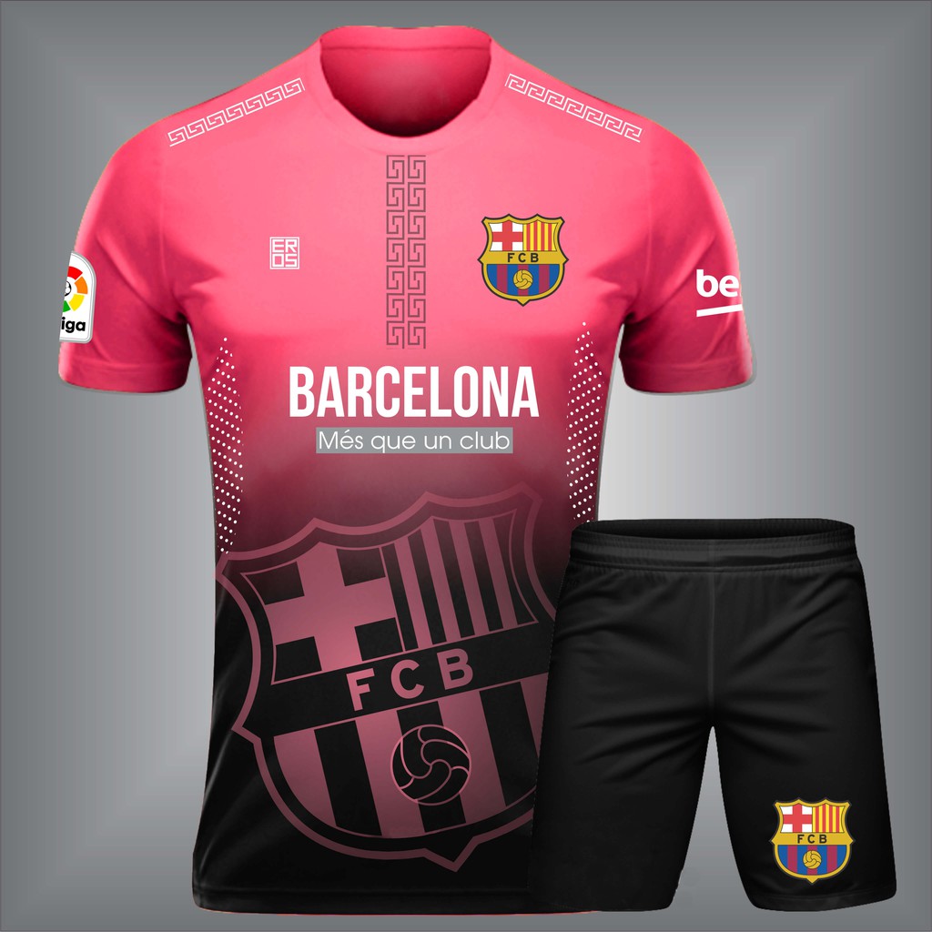Áo Bóng Đá CLB Barca Màu Hồng Thiết Kế Cực Đẹp - Mẫu Thiết Kế Mới Nhất 2020 (Miễn Phí In Tên Khi Đặt Đội)