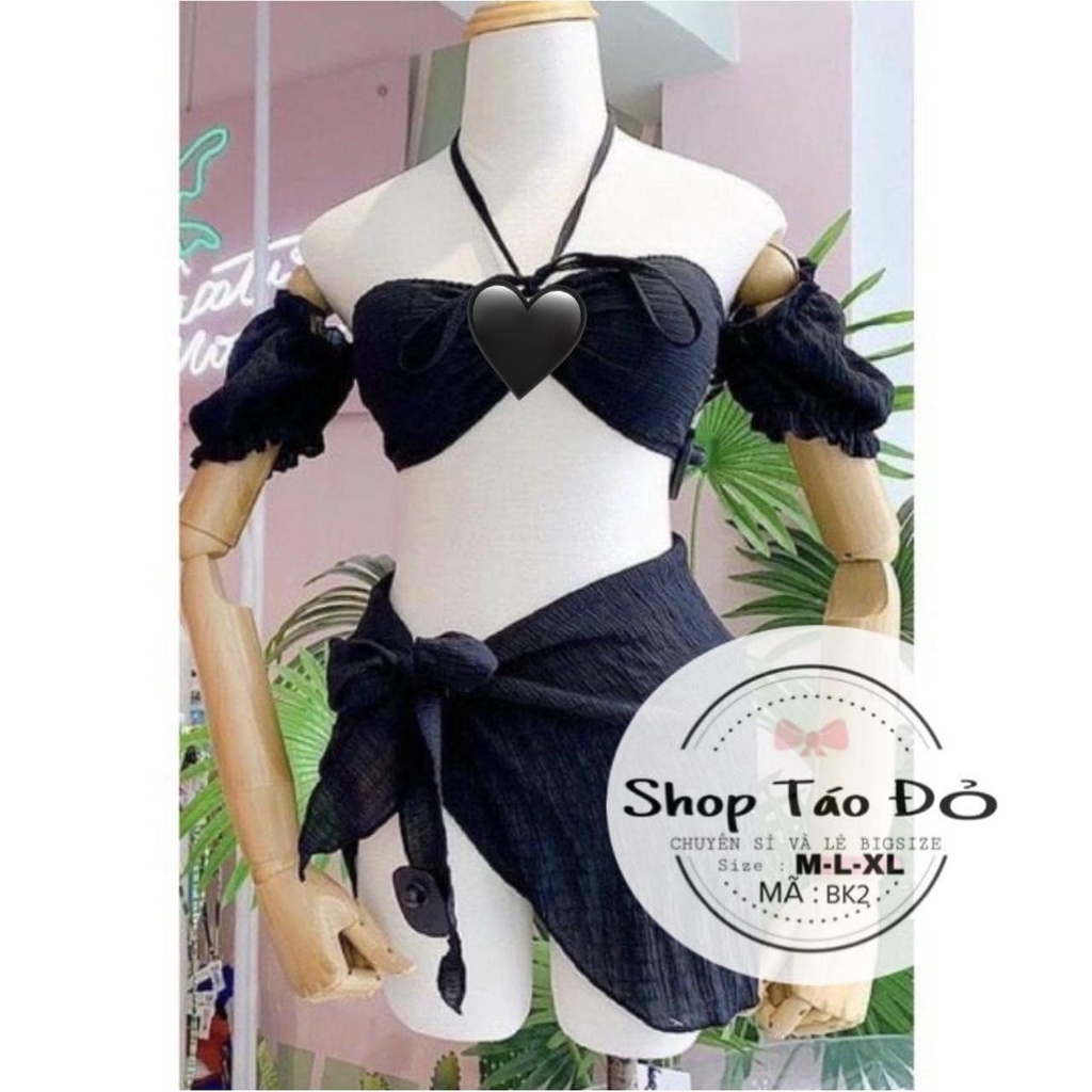 Set 3 món Bikini 2 mảnh nhún nhăn KHÔNG MÚT sang chảnh BK2  🍎🍎🍎