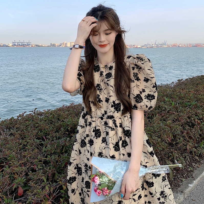 váy hoa nhí vintage đầm bigsize nữ đầm tay phồng đầm midi đầm nữ váy tiểu thư sang chảnh váy bầu mùa hè đầm đi tiệc váy đi chơi đầm dài