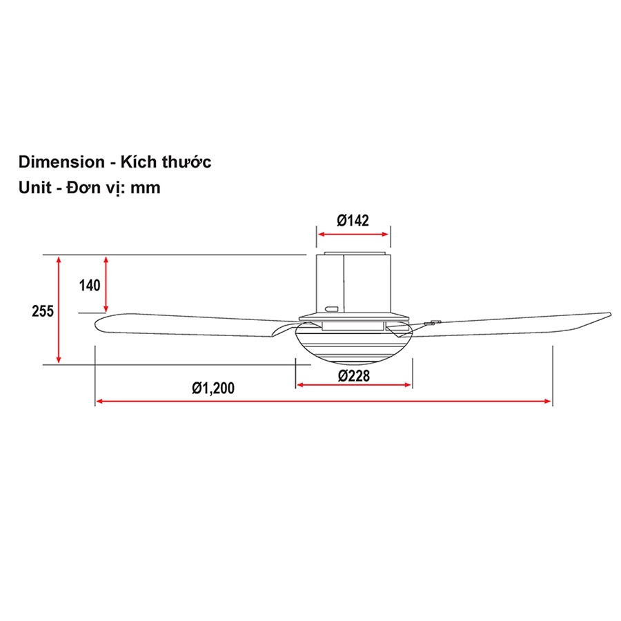 QUẠT TRẦN 3 CÁNH KDK R48SP TRẮNG - HÀNG CHÍNH HÃNG