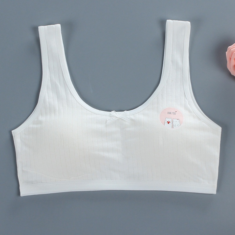 Brroa Áo lót vải cotton Không Dây In Họa Tiết Gấu Hoạt Hình Có Gân Đệm Mút Dành Cho Tuổi Teen / Bé Gái