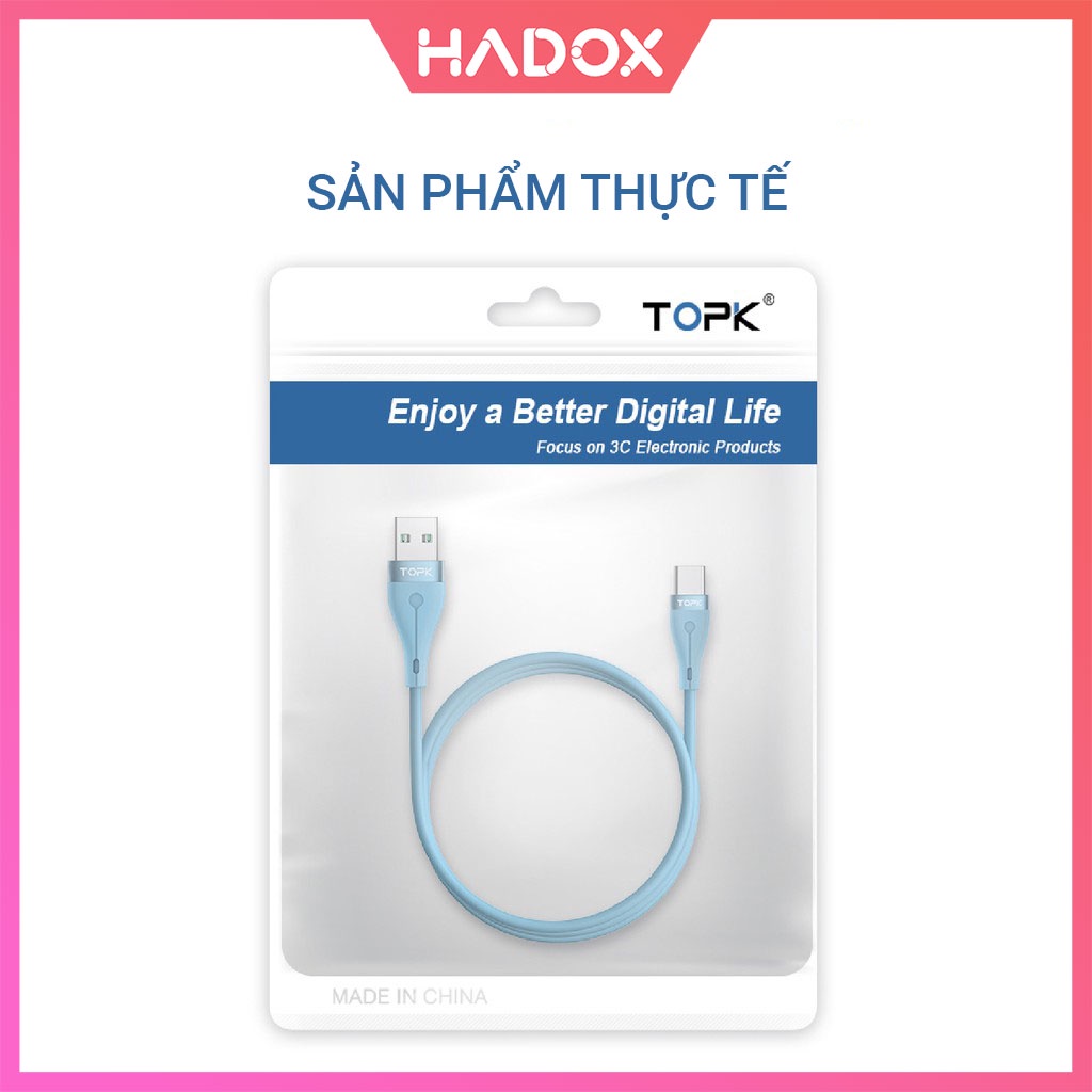 Dây cáp sạc nhanh Type-C,TOPK AN46 dành cho ip,SAMSUNG,XIAOMI-Hàng nhập khẩu