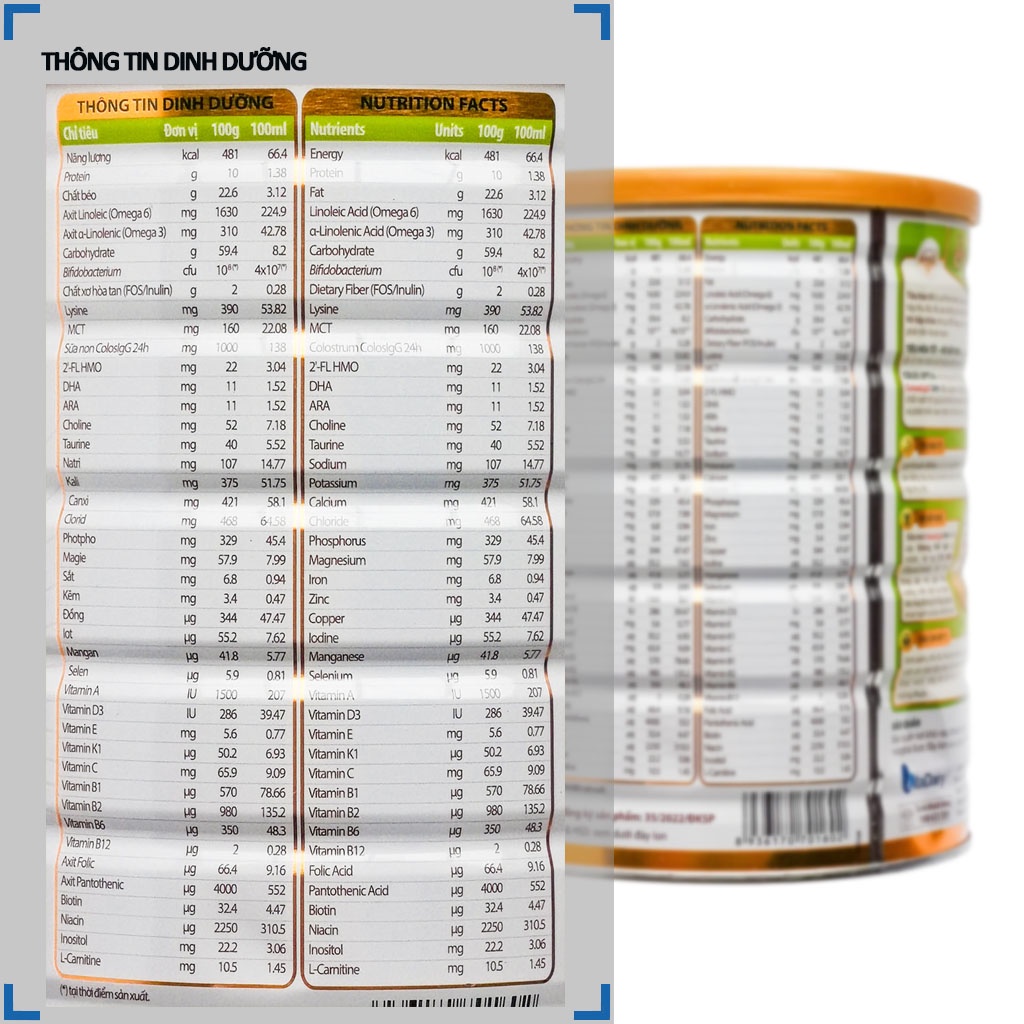 SỮA BỘT COLOS OPTI 0/1+ 800G