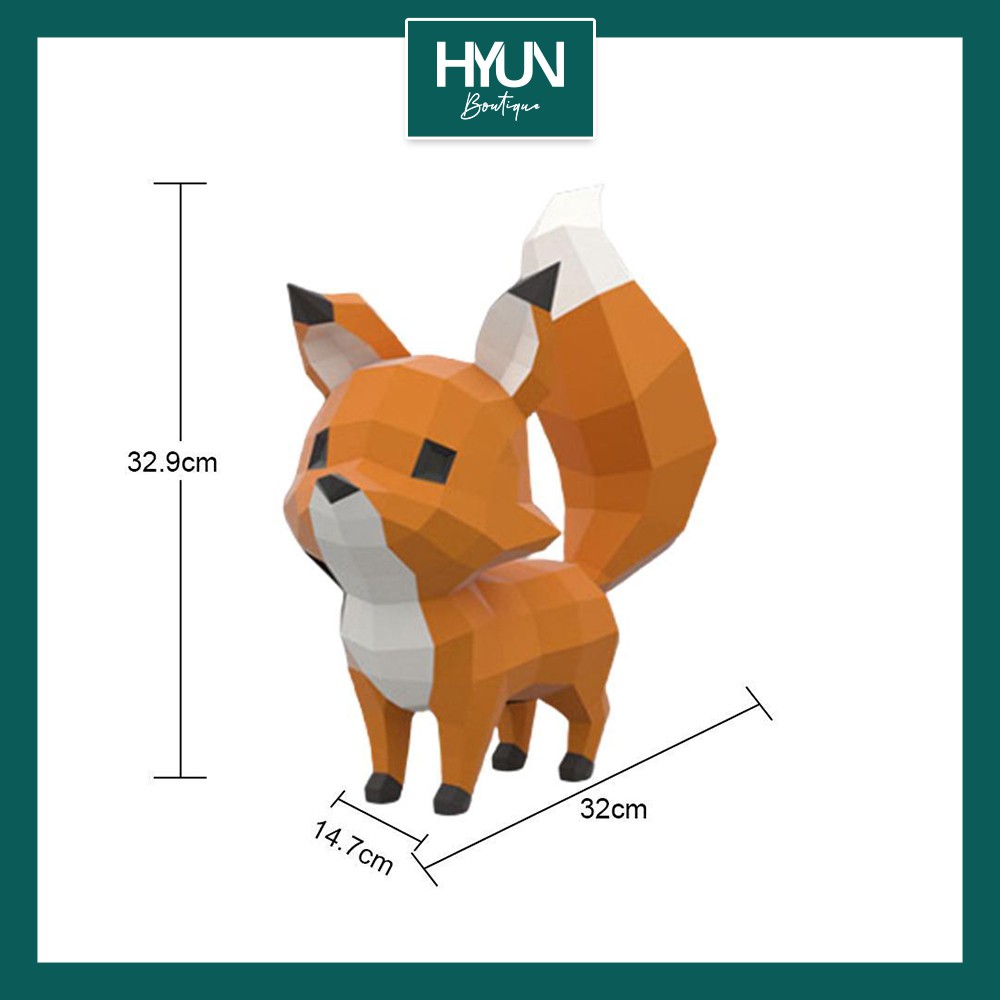 Bộ Mô Hình Giấy Tự Làm Baby Fox Dễ Thương Papercraft 3D - Trang trí- DIY -Hyun Boutique