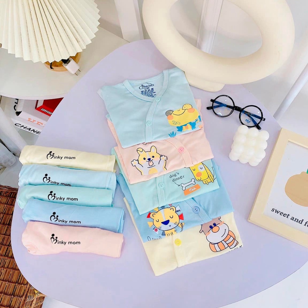 Bộ cộc minky mom cúc chéo thun lạnh, bộ côc cúc chéo cho bé trai bé gái