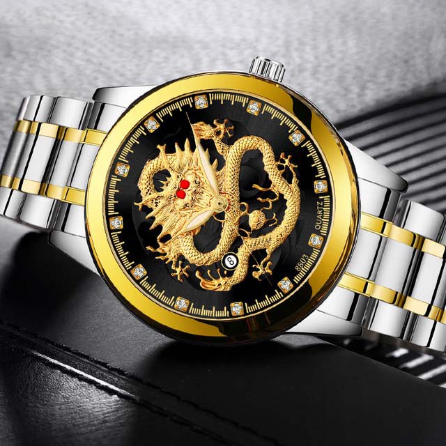 Đồng hồ nam BOSCK R01 mặt rồng quyền quý, kim dạ quang | BigBuy360 - bigbuy360.vn