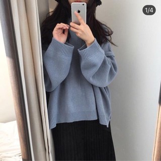 Áo len oversize form rộng dáng dài vạt trước ngắn vạt sau dài cổ tròn