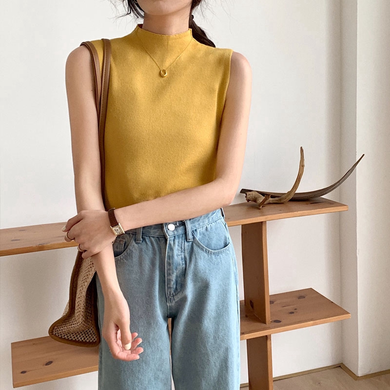 SUXI Áo Len Nữ Không Tay Thời Trang Hàn Quốc