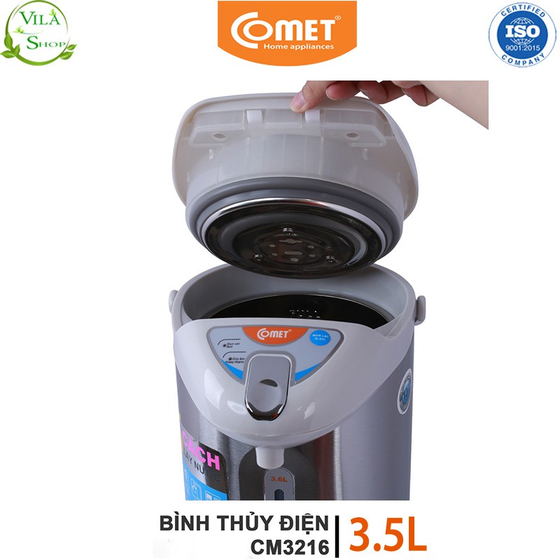 Bình Thủy Điện Comet CM3216, Bình Thủy Thông Minh, Chất Liệu Inox Cao Cấp Đa Năng Kháng Khuẩn Khử Mùi