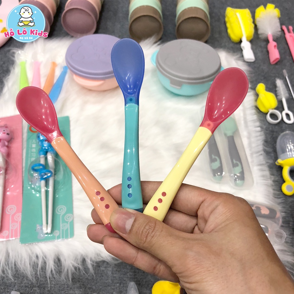 Thìa báo nóng silicon thìa ăn dặm cho bé cảm ứng nhiệt Hồ Lô Kids