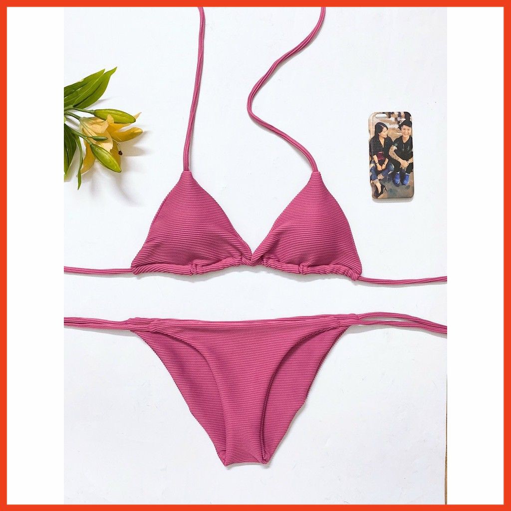 Bikini sexy 🏖️Freeship🏖️ hai mảnh màu hồng mặc đi biển đi bơi mới nhất ( Bầu mặc được)mới nhất tại Hà Nội