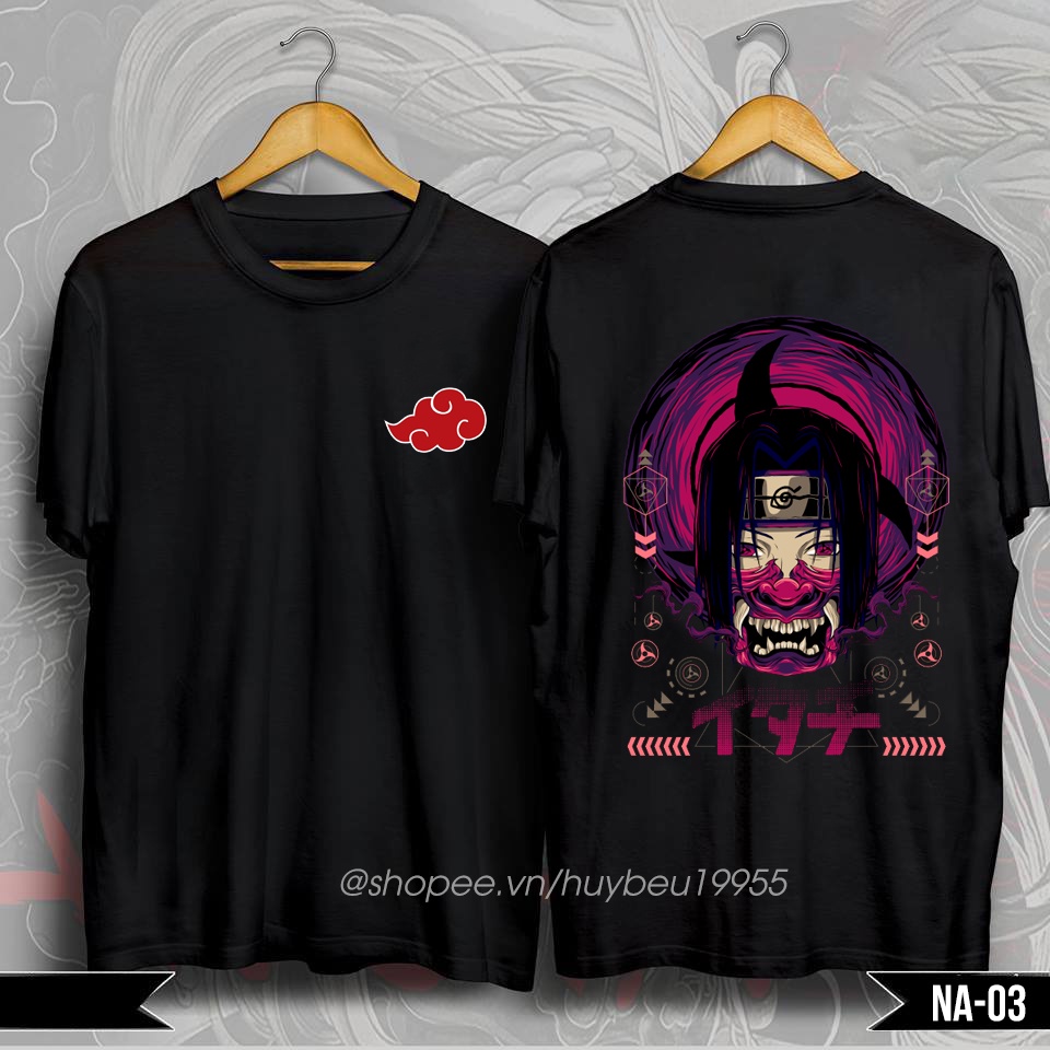 Áo thun Naruto, áo thun Itachi Kakashi vải thun cotton 4 chiều phong cách Onimask cực ngầu