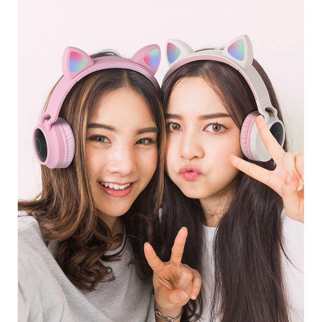 Tai Nghe Mèo Bluetooth Headphone Tai Mèo Dễ Thương Có Mic Âm Bass Mạnh Mẽ Và Dung Lượng Pin Khủng 400mAh | BigBuy360 - bigbuy360.vn