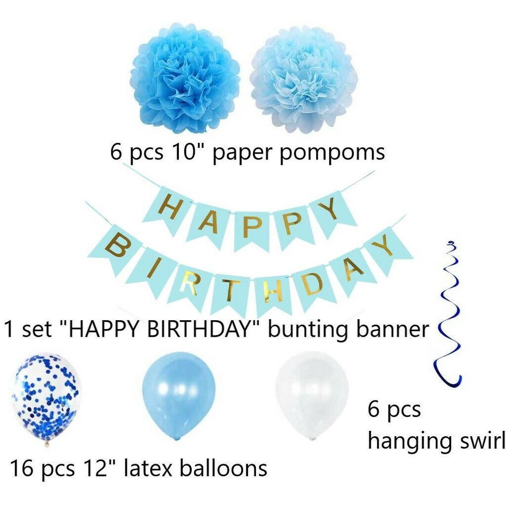 Set 29 phụ kiện trang trí tiệc sinh nhật tùy chọn màu sắc