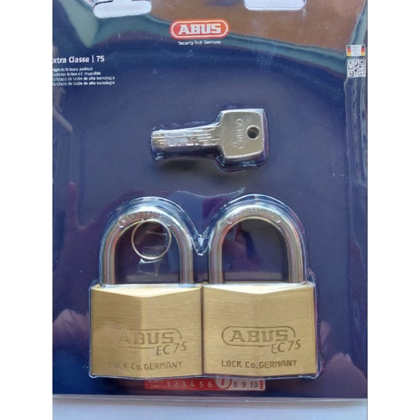Bộ 2 Ổ Khóa ABUS EC 75/60 Thân Đồng Rộng 60mm Chìa Vi Tính