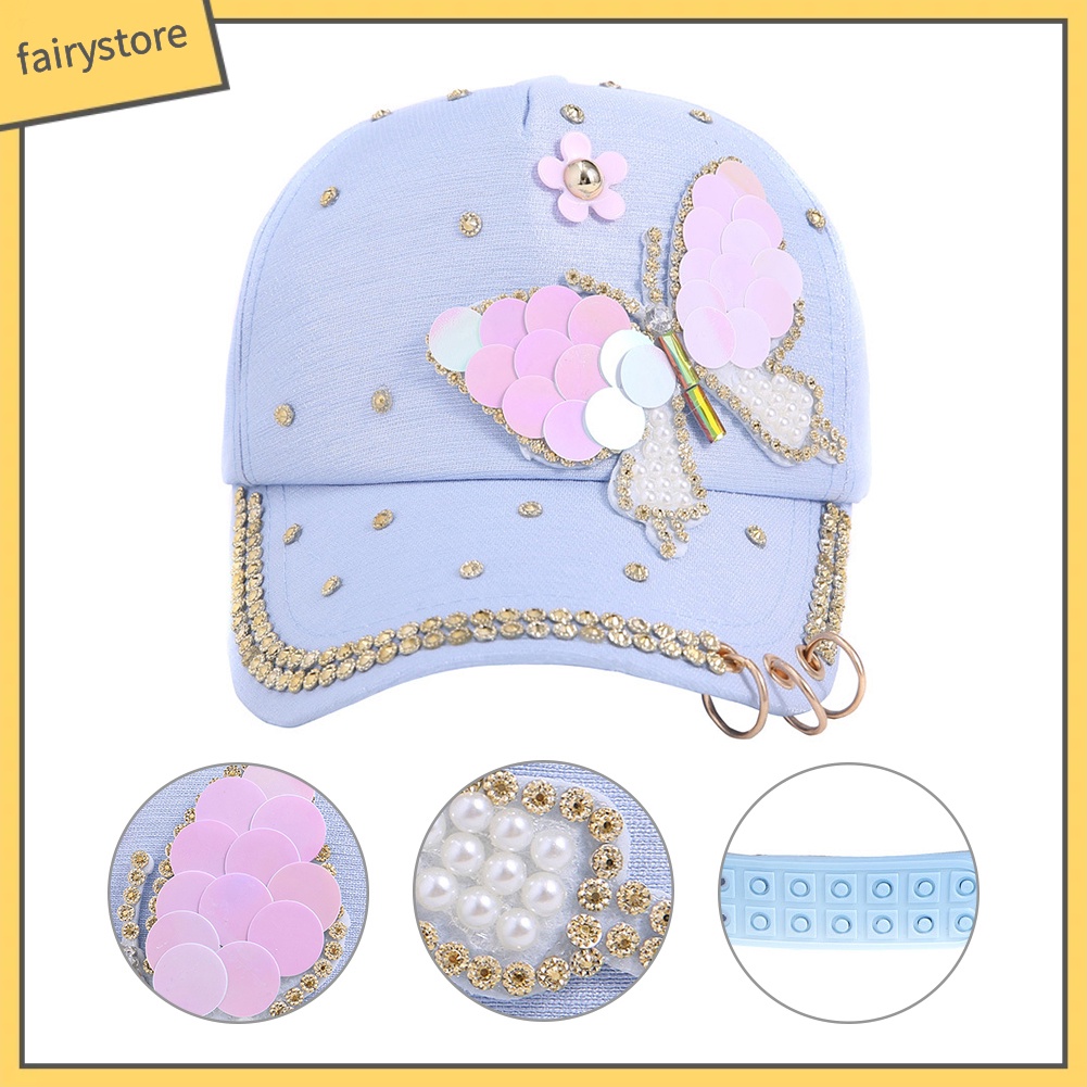 Mũ Lưỡi Trai Phối Lưới Hoạ Tiết Bướm Cho Nữ