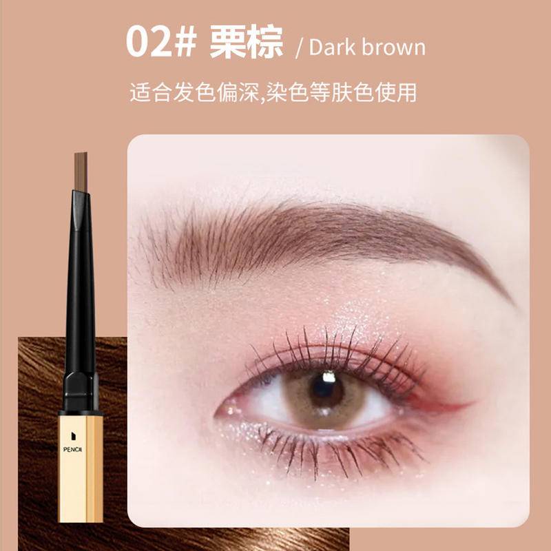 Bút Kẻ Lông Mày Màu Đen/Nâu Tự Nhiên Lâu Trôi Không Thấm Nước Kèm Cọ Trang Điểm