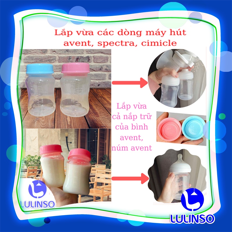 [DÀY CỨNG CHỊU NHIỆT CAO] Bình Trữ Sữa, Đựng Sữa Cổ Rộng Cho Bé 180ml, Lắp Vừa Dòng Máy Hút Avent,Rozabi,Spectra,Cimicle