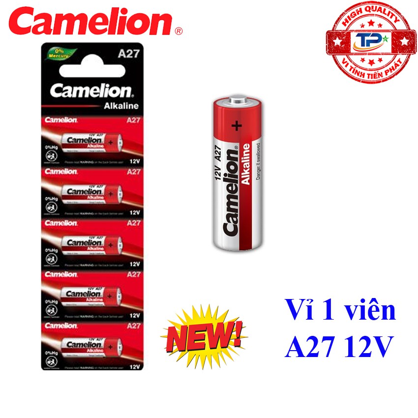 Vỉ 1 viên Pin A27 12V Camelion Alkaline - dùng cho điều kiển cửa cuốn, từ xa, ôtô, điều hòa, quạt ...