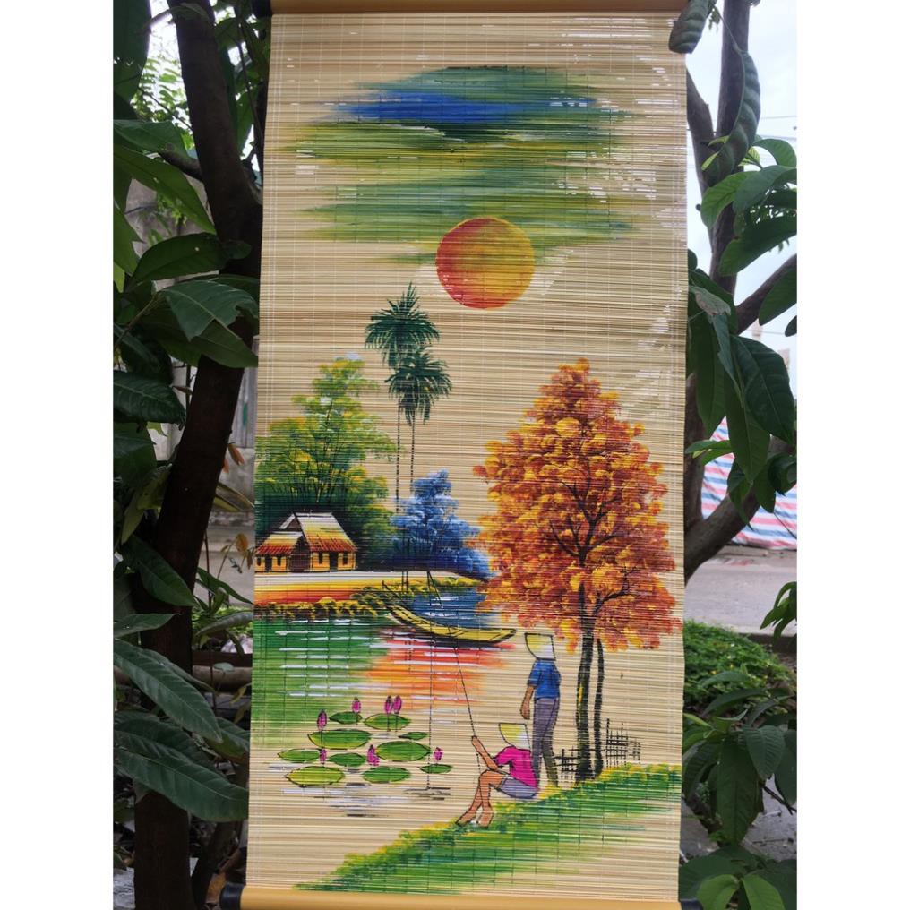 Mành tre  vẽ tranh quê hương 30cm*65cm