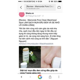 Lăn mụn Mamonde Pore Clean Blackhead stick