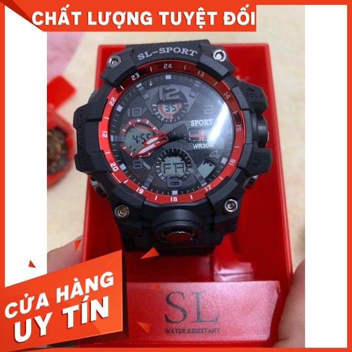 (Sỉ IB)Sezi Nam-Đồng hồ nam thể thao SL-Sport Cao cấp-Siêu chống nước-Có led + Kim và Đồng hồ điện tử Chạy Song song