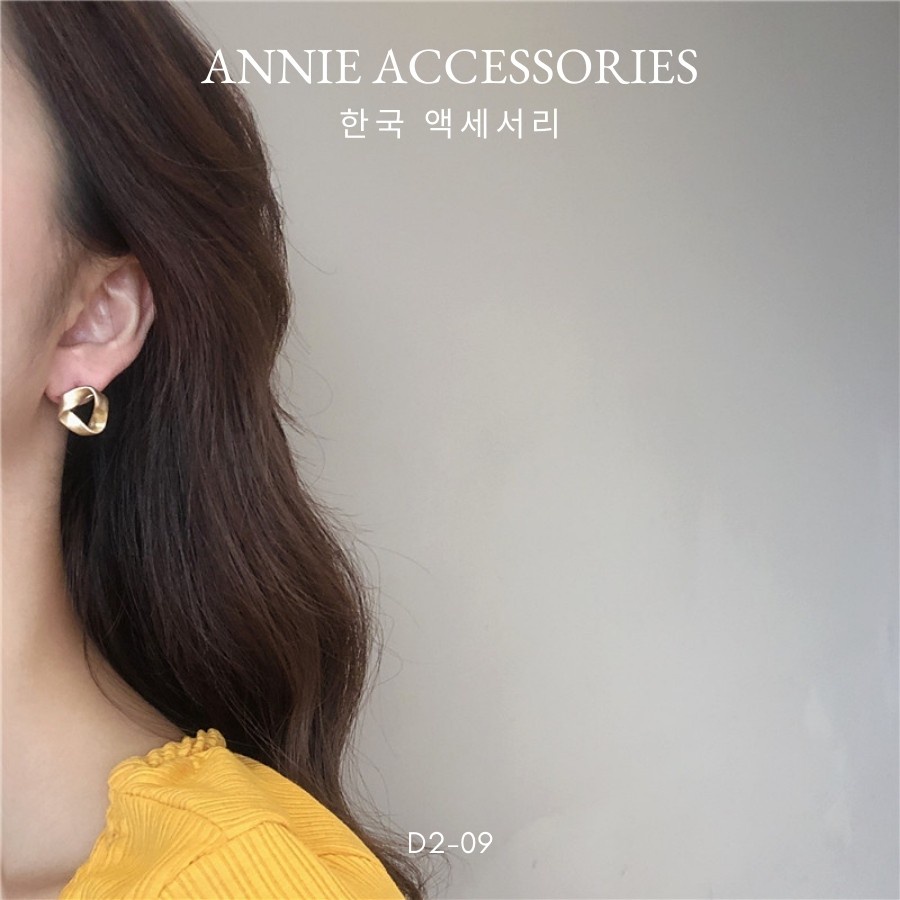 Bông tai hình xoắn mạ vàng cá tính dành cho nữ ANNIE - D2-09