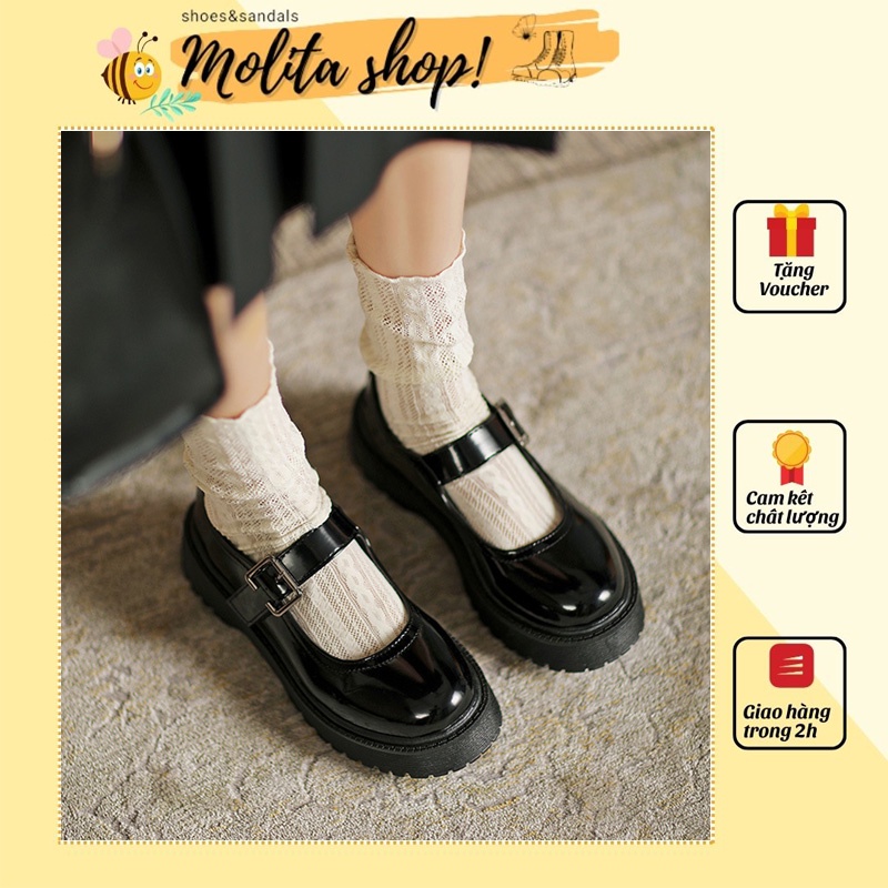 Giày Lolita Nữ Đế Cao 3Cm Giày Lolita Da Bóng Phong Cách Nhật Bản LB14-Molita