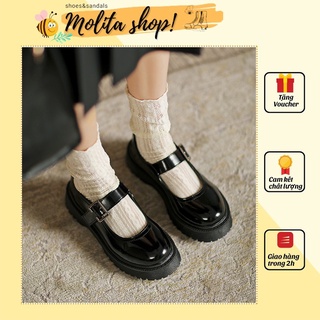 Giày lolita nữ đế cao 3cm giày lolita da bóng phong cách nhật bản lb14-molita