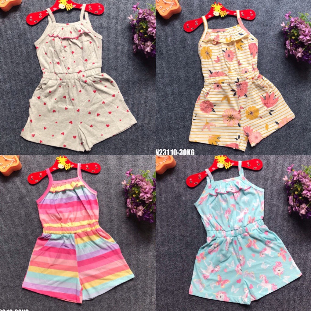 Playsuit Bé Gái, Cotton, Hoạ Tiết Siêu Đẹp, Có Size Từ 8-28KG