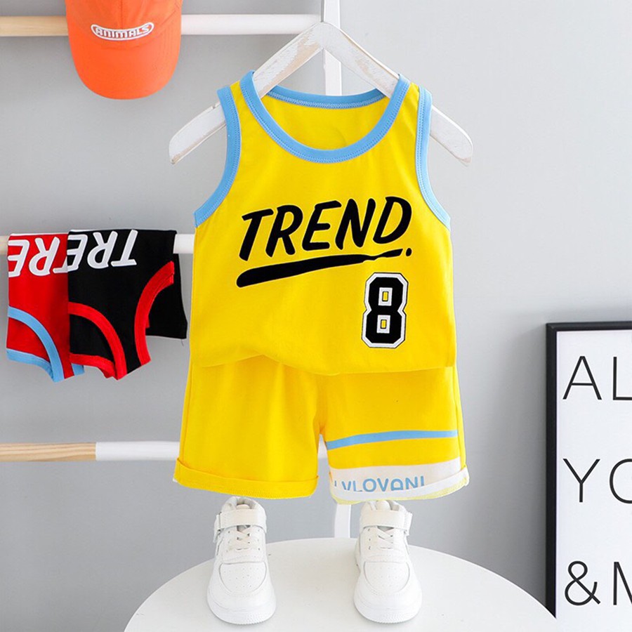 Bộ Ba Lỗ Bóng Rổ Trend Cộc Tay Cho Bé Mặc Mùa Hè MINI KIDS Size Từ 8-20kg